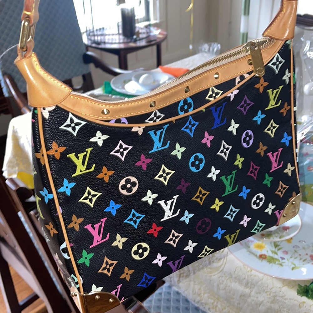LOUIS VUITTON MONOGRAM MULTICOLORE BOULOGNE BAG BLACK MURAKAMI PURSE BAG